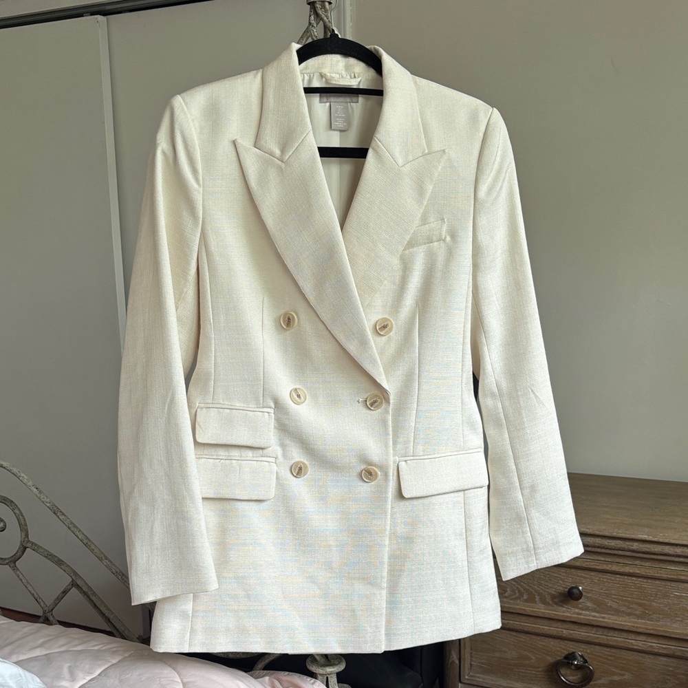 H&M Double-Breasted Cream Blazer